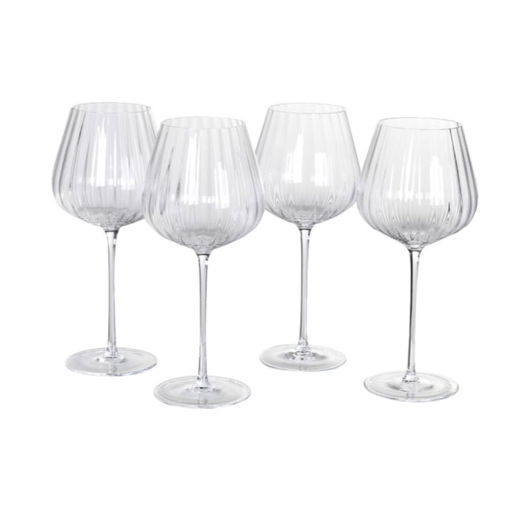 plain glass. fluted ribbed red wine glasses