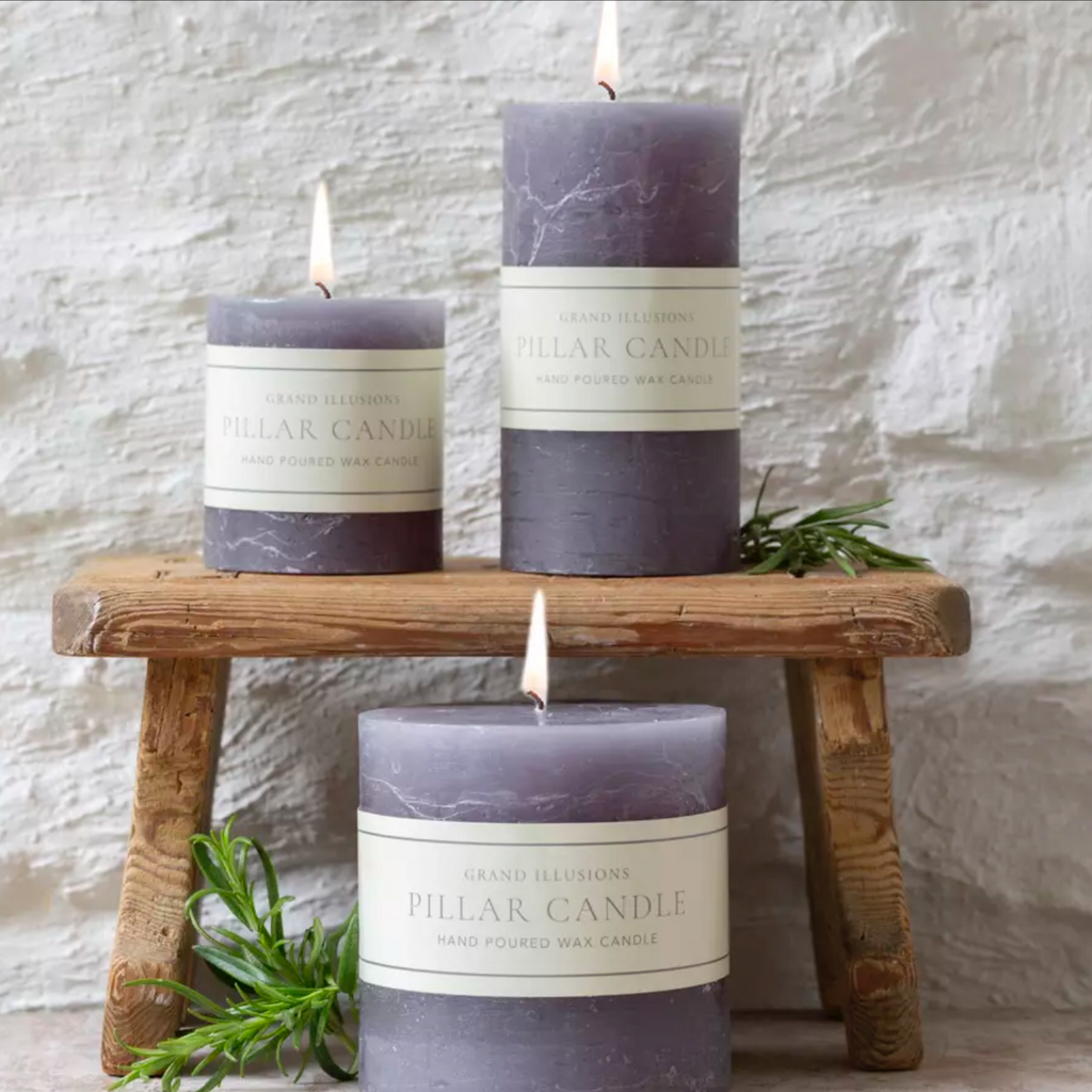 Light Grey Pillar Candles