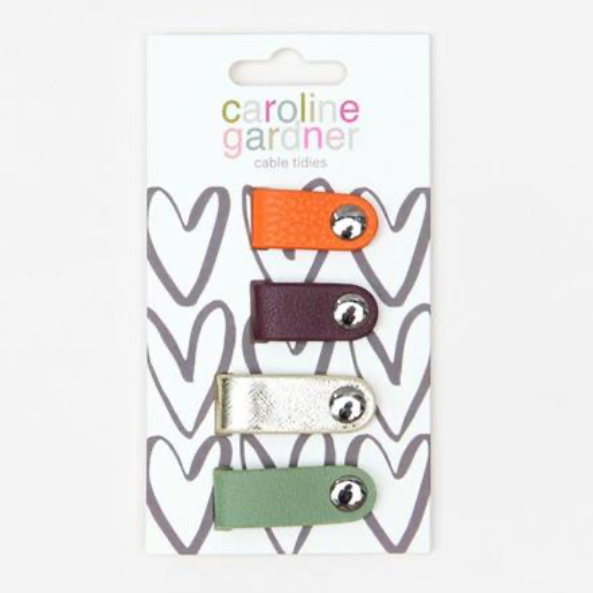 Caroline Gardner Set of 4 leather cable tidies