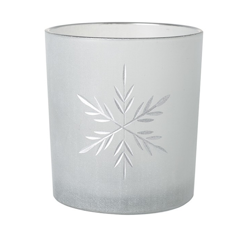 Frosted Glass Snowflake Candle Holders SILVER