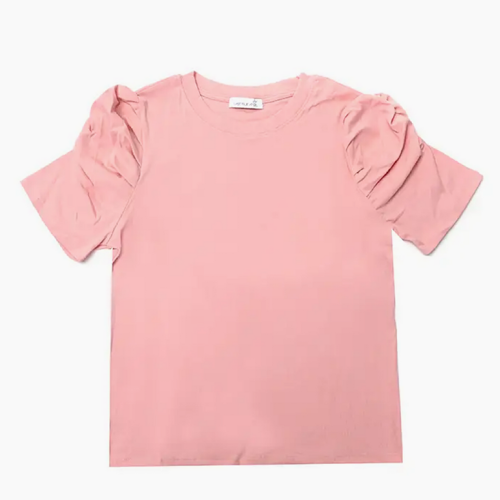 Last True Angel Ruched Sleeve T Shirt - Pink