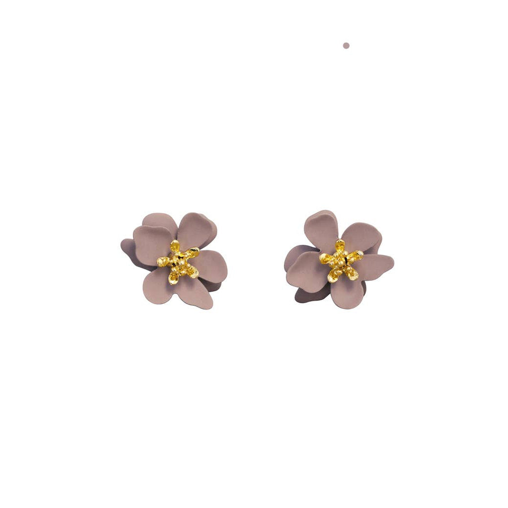 Double Layer Flower Earring in Mauve Pink