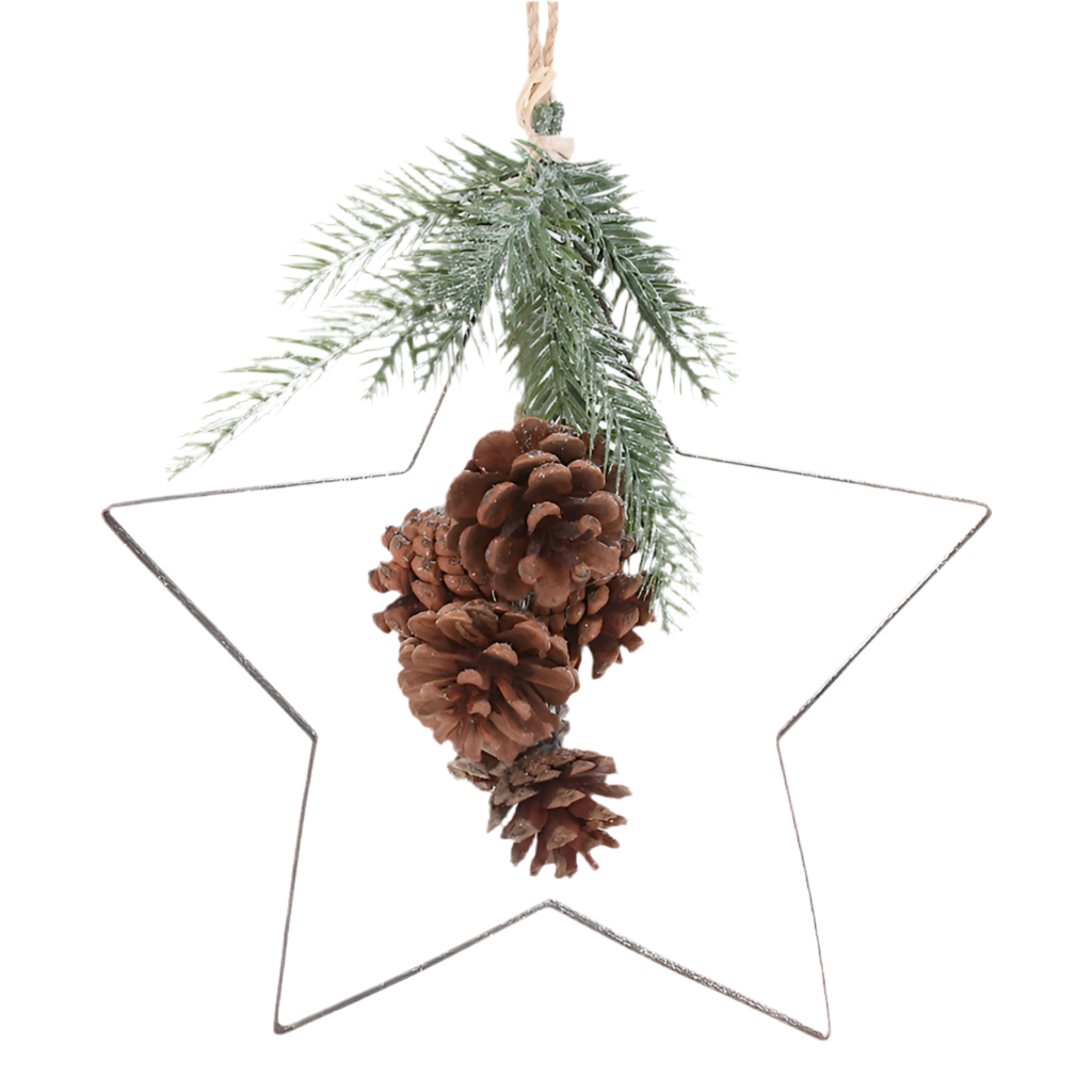 Metal Hanging Star with Pinecone Decoration