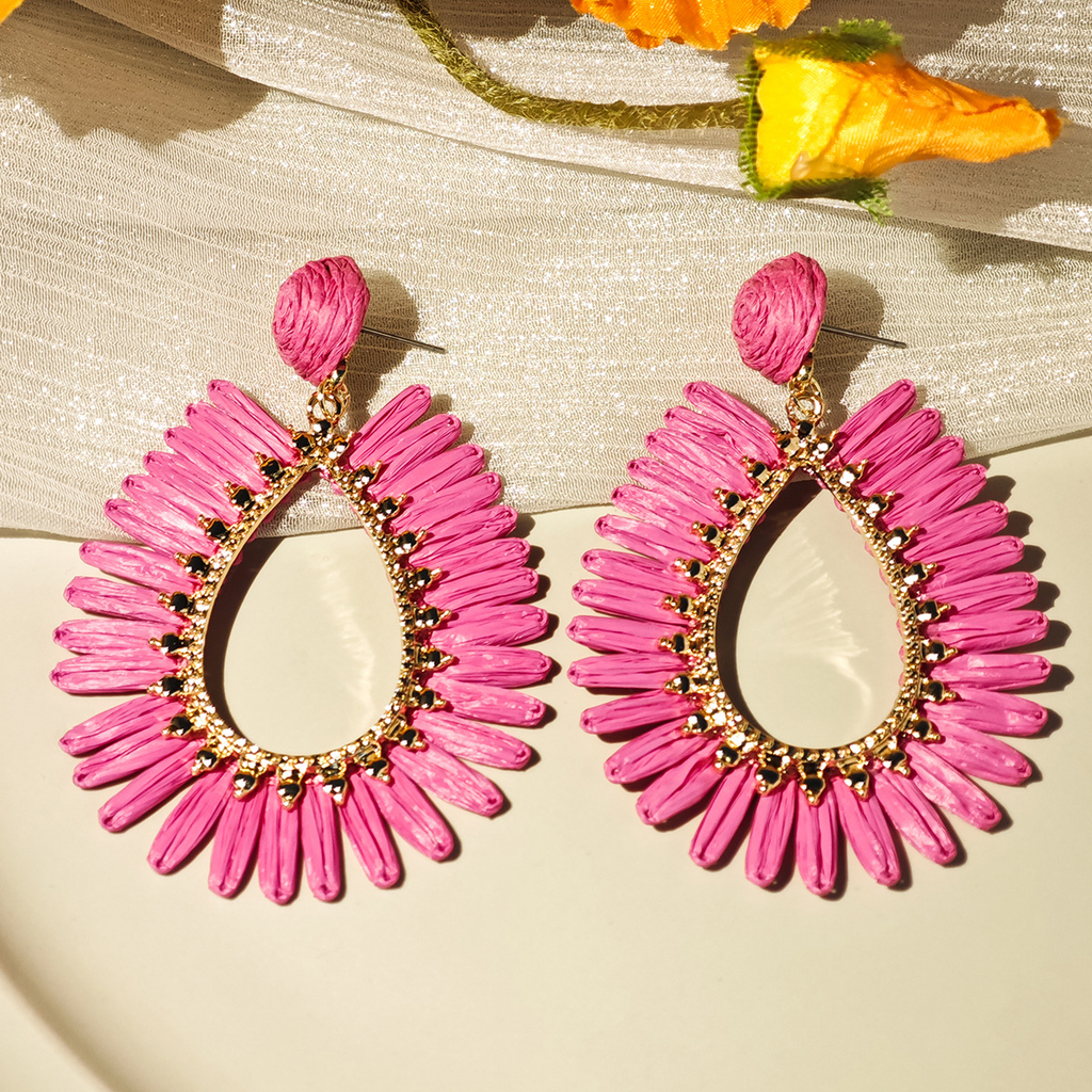 Last True Angel Woven Pear Earring in Pink