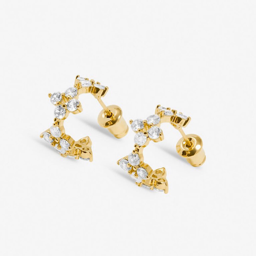 Joma Style Stories Clover Pave Hoop Earrings in Gold Plating