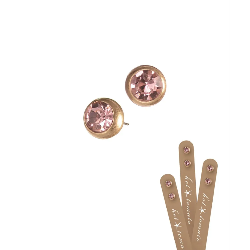 Gold stud with pink crystal