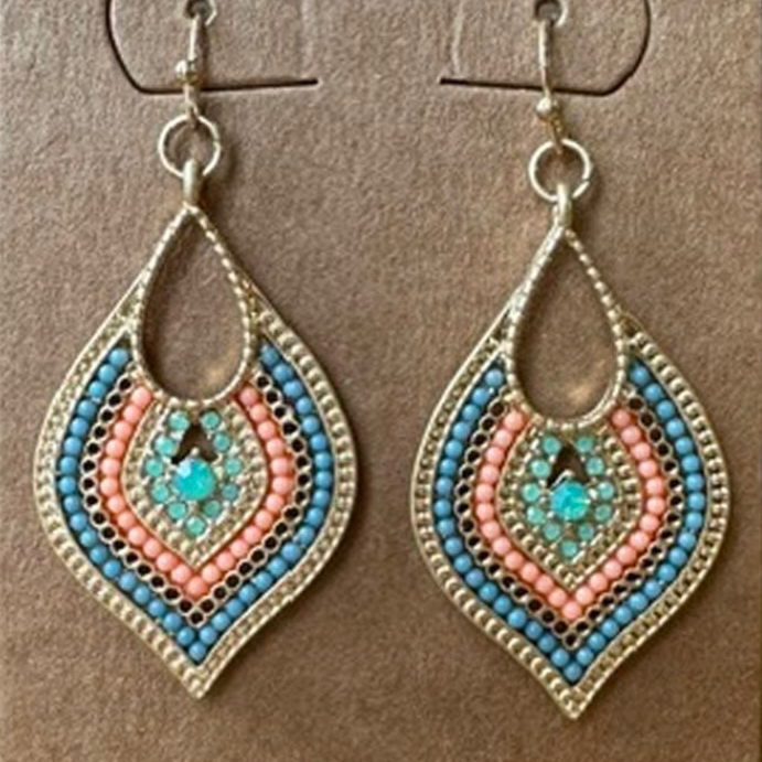 Hot Tomato Moroccan Inlayed Teardrop Earrings