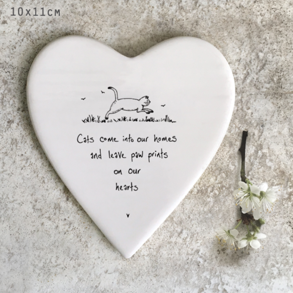Cats come into our homes and leave paw prints on our hearts porcelain coaster