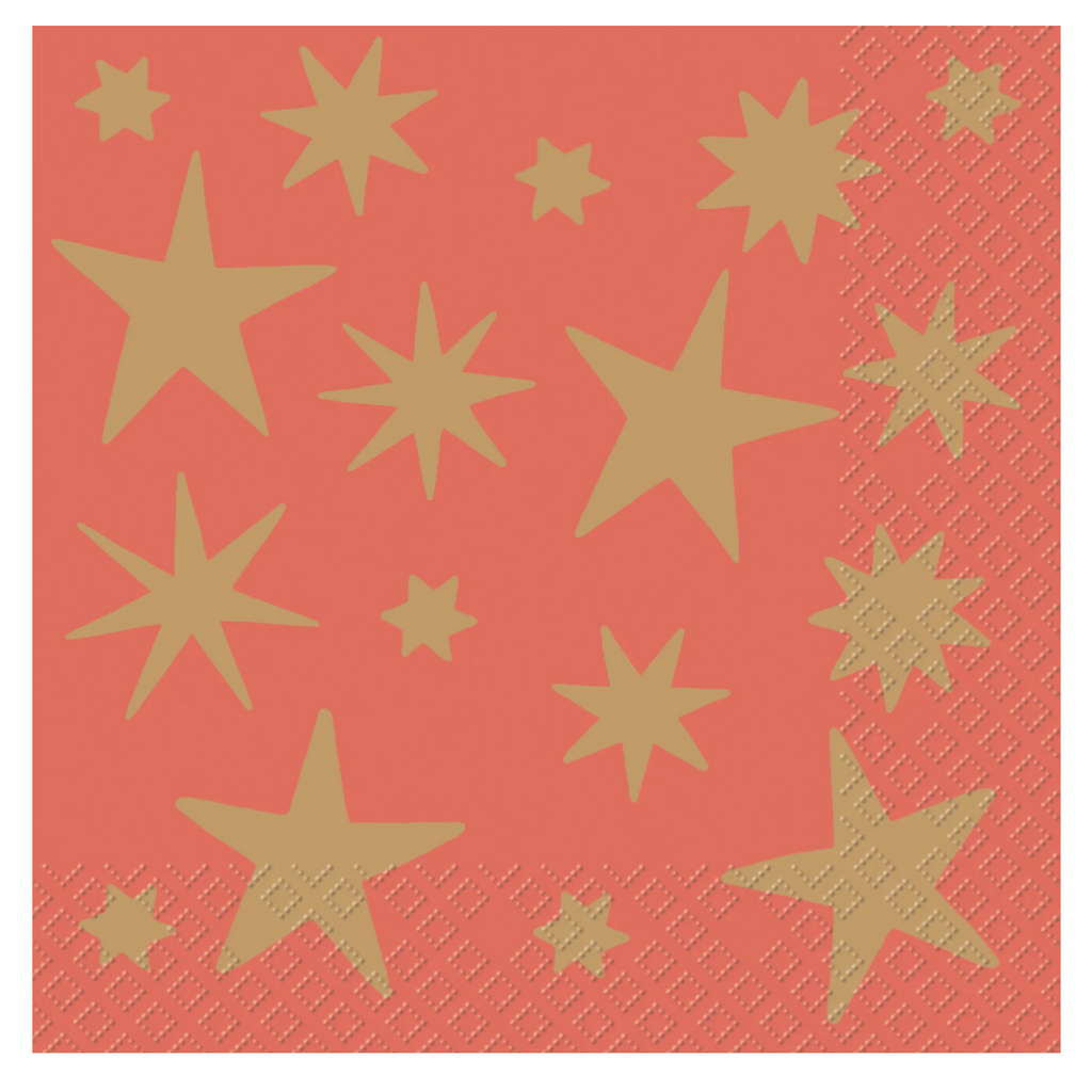 paper napkin red with gold stars christmas