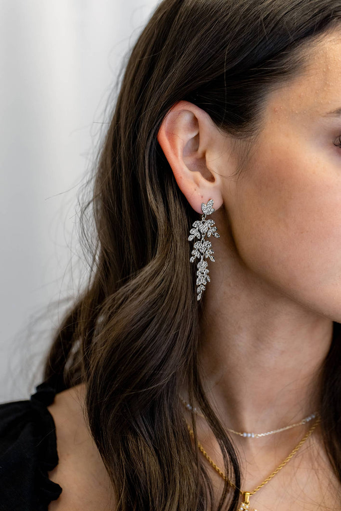 Textured Branches Earring in Steel