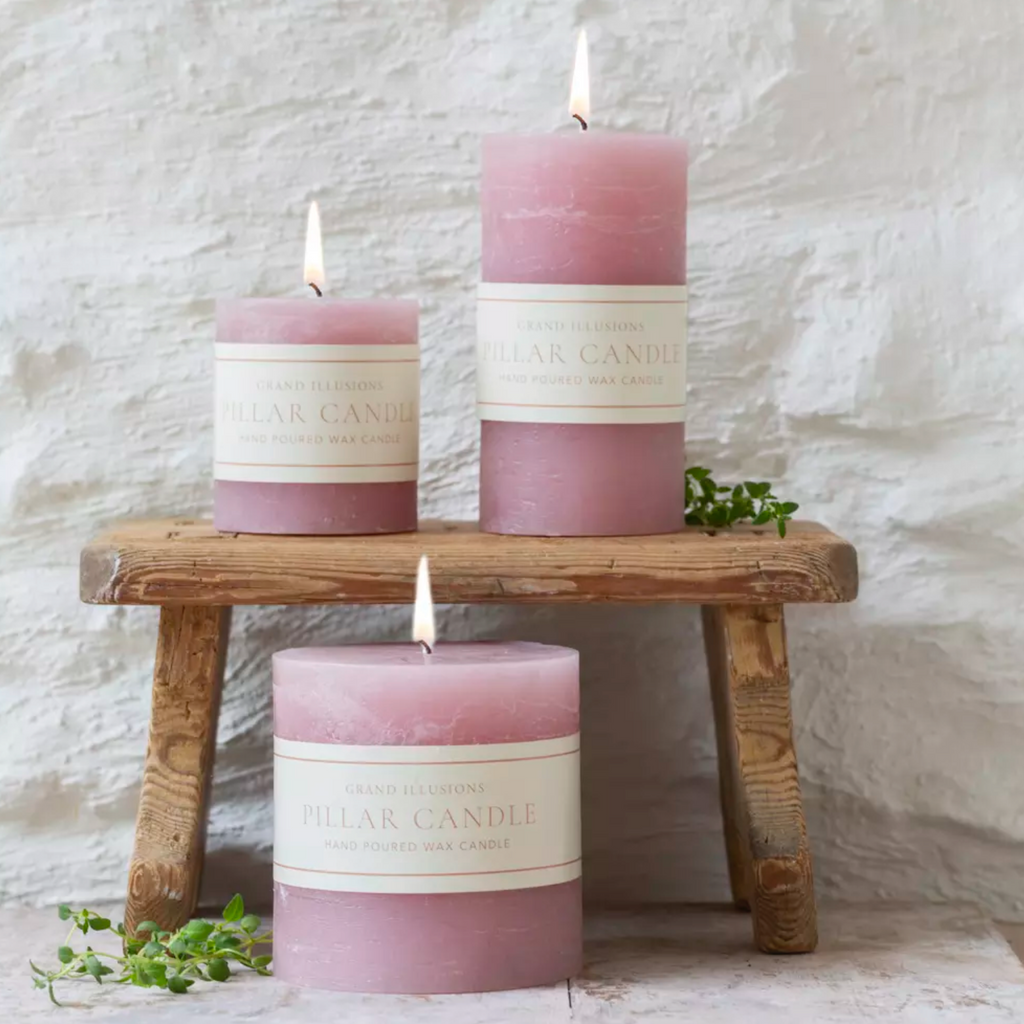 Dusky Pink Pillar Candles