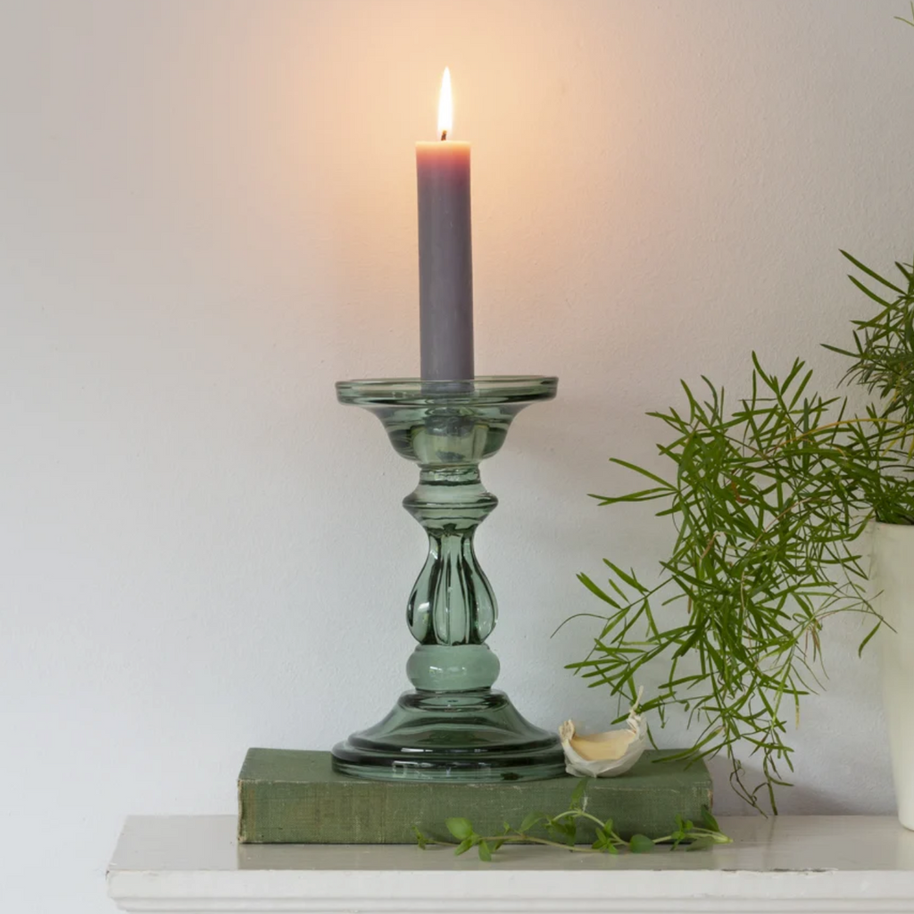 Green Glass Candle Holder