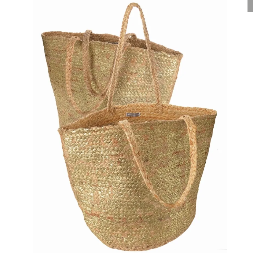 Natural Jute Beach Bags Gold