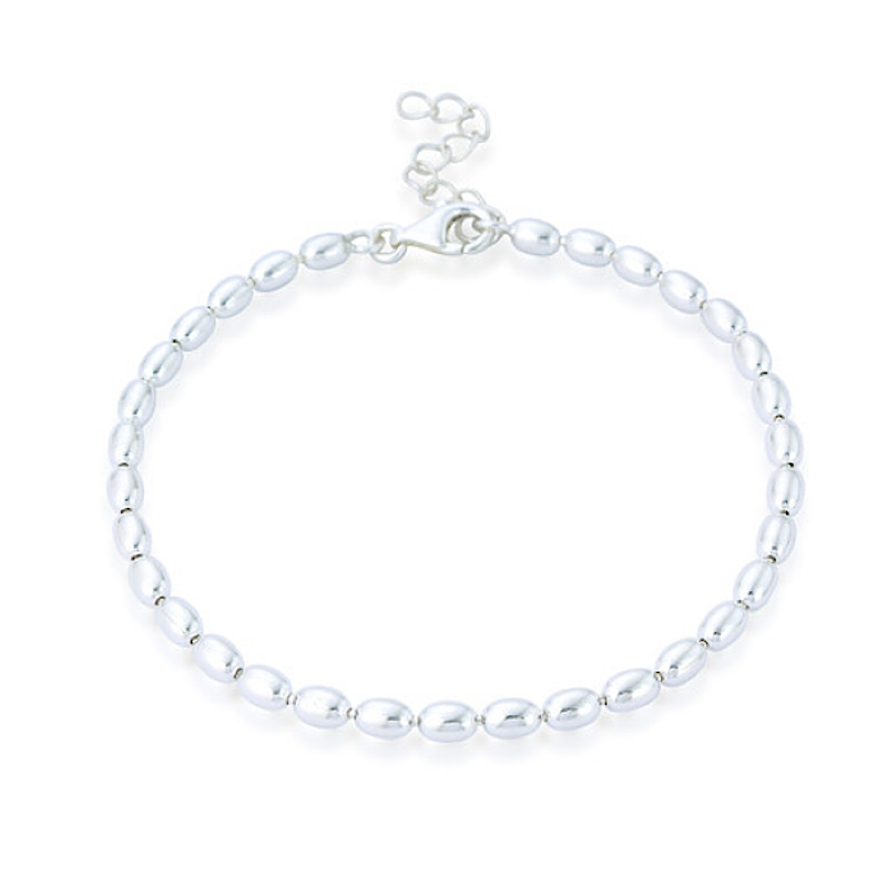 Silver Oval Beaded Bracelet