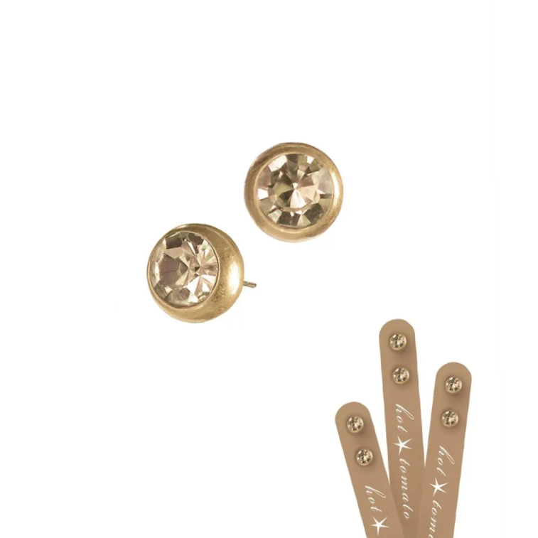 Golden crystal gold stud earring