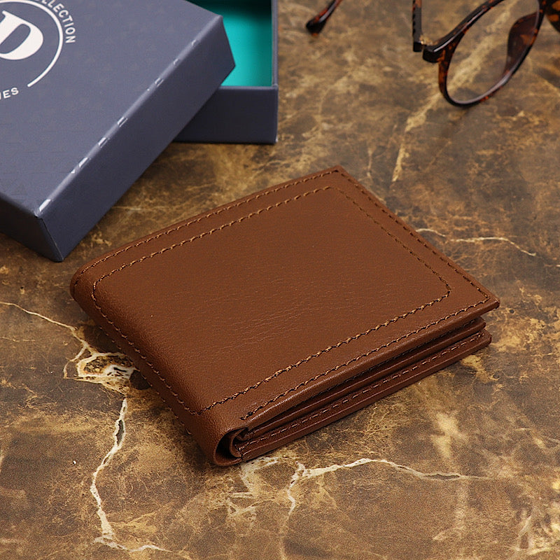 POM Men’s Brown Leather Bi-Fold Wallet