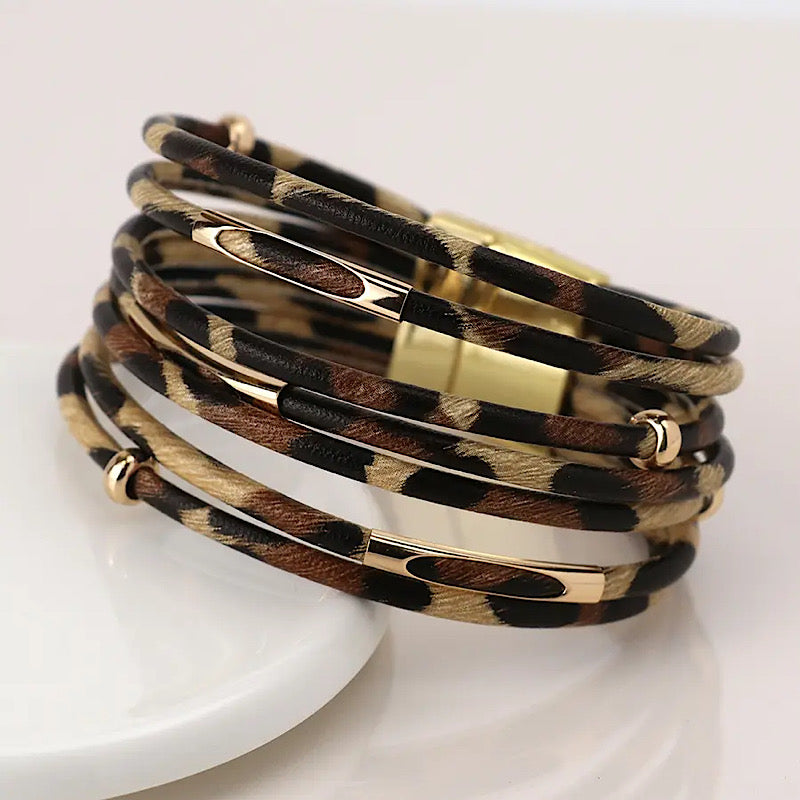 PoM Multilayer Leopard Print Bracelet