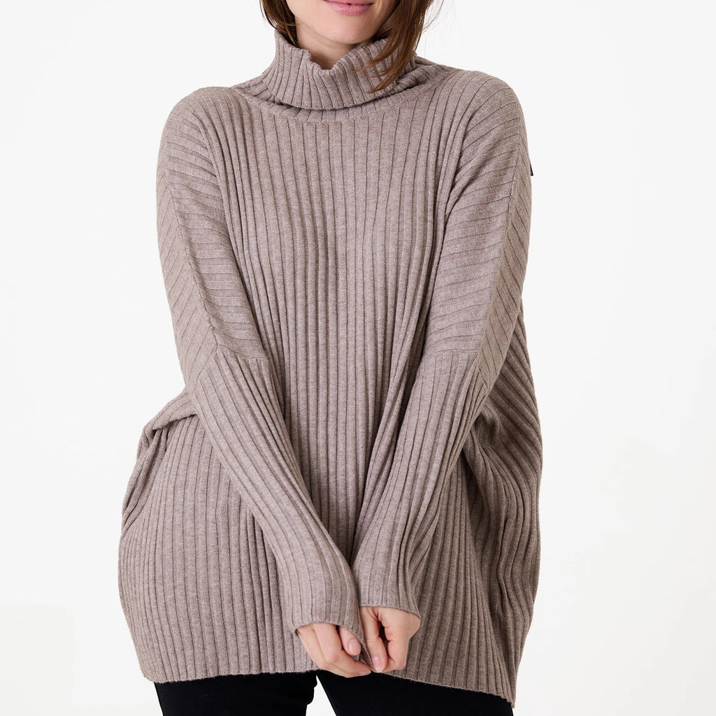 Dreams Rib Roll Neck Jumper Mink