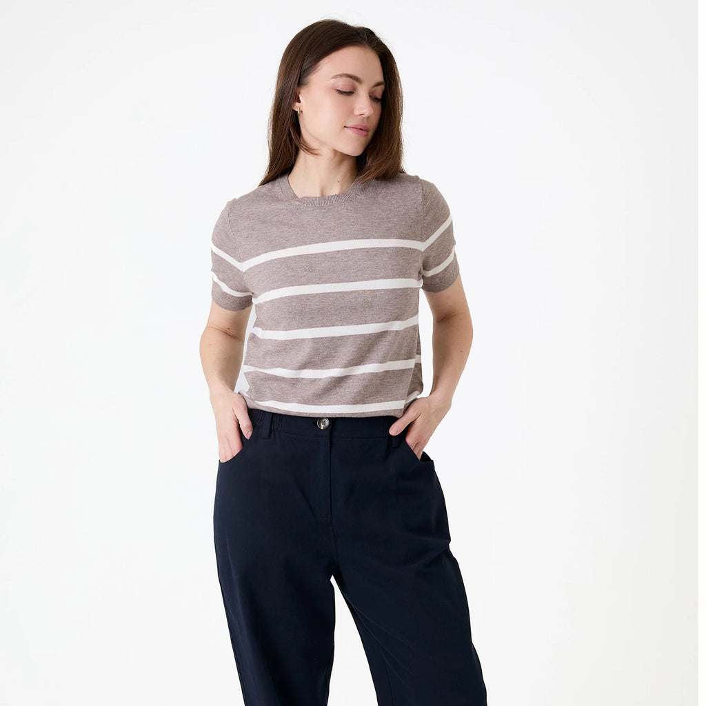 Dreams Crew Neck Stripe Jumper Mink
