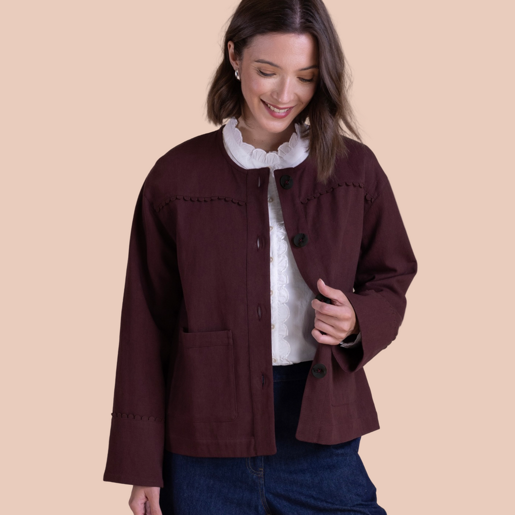Cotton drill Burgundy jacket