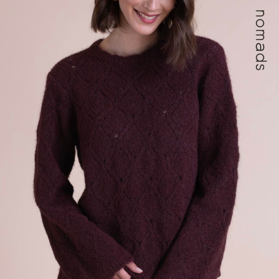 Lace knit burgundy jumper