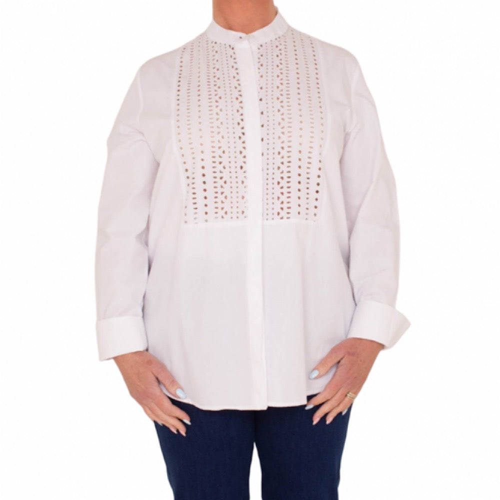 White Shirt with Broderie Yoke