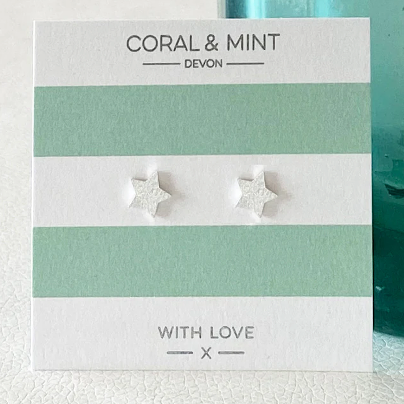Coral & Mint Pearlescent Star Studs