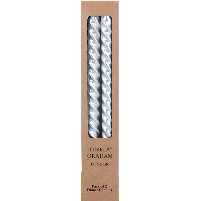 Silver Twist Dinner Candles