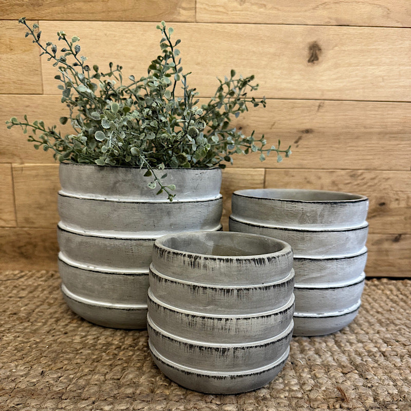Rustic Cement Tiered Plant Pots