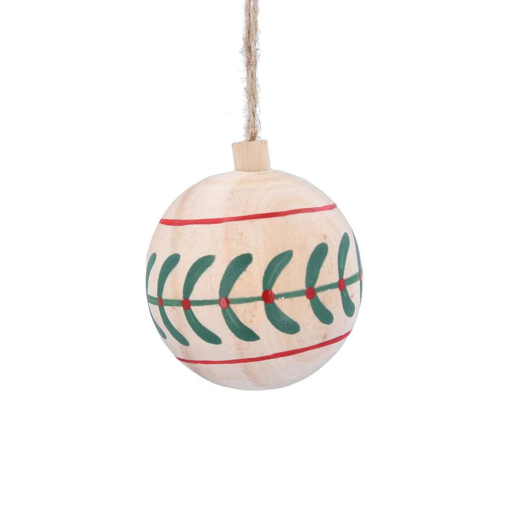 scandi natural wood painted bauble