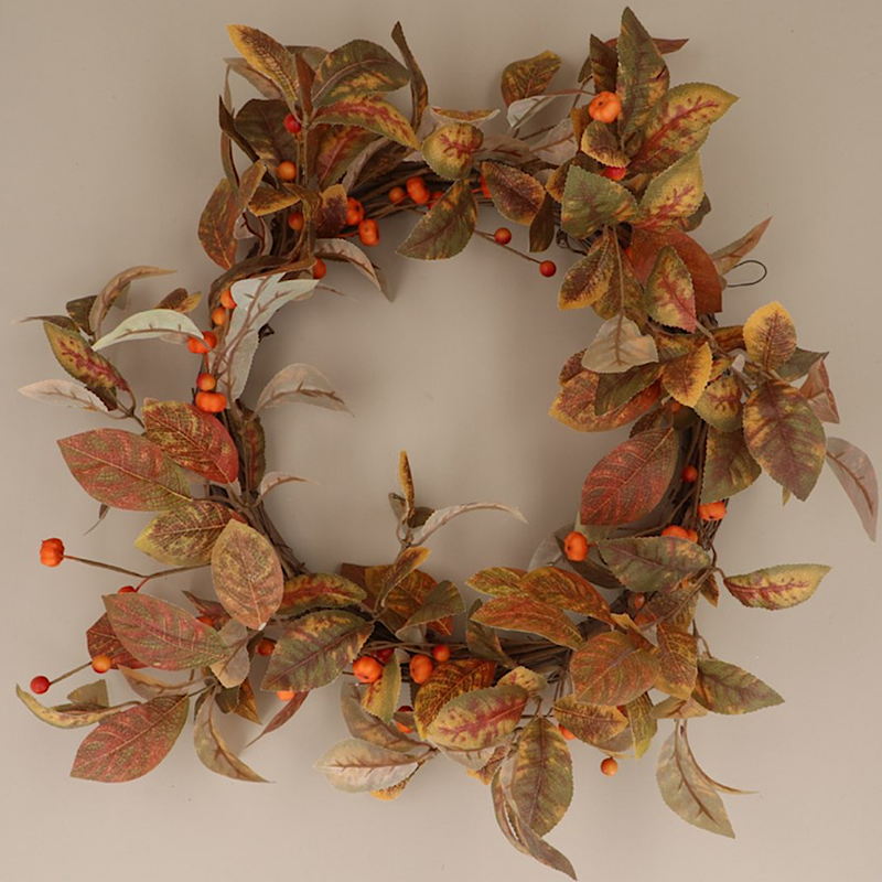 Orange Berry & Autumn Leaf Wreath