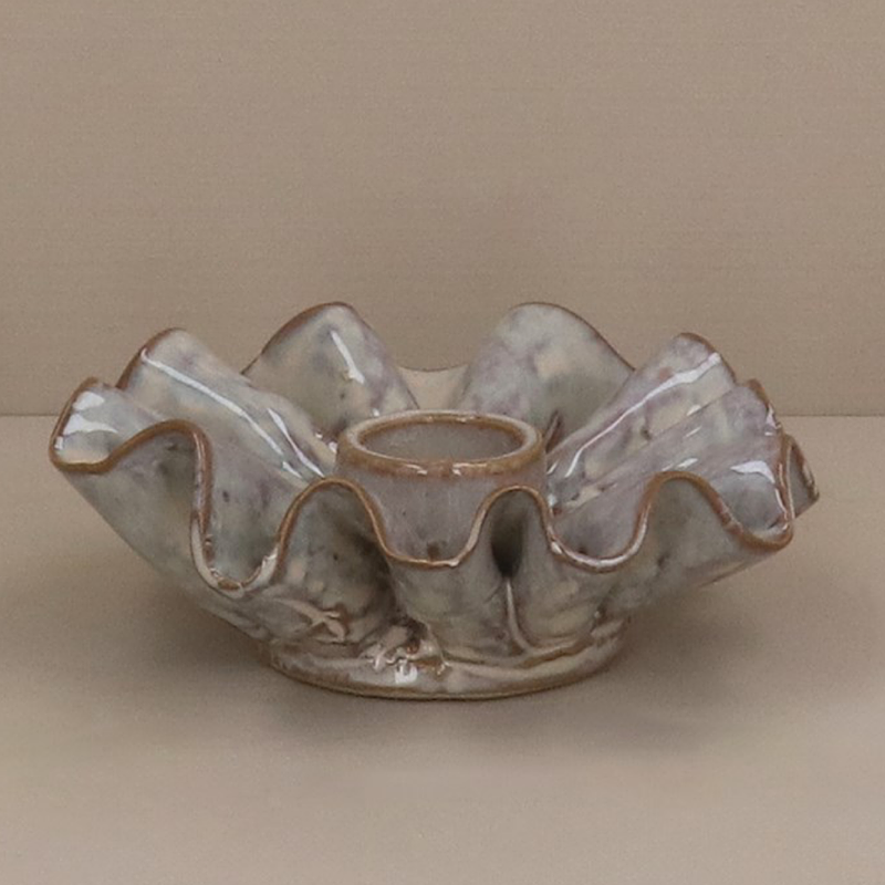 Taupe Frill Candle Holder