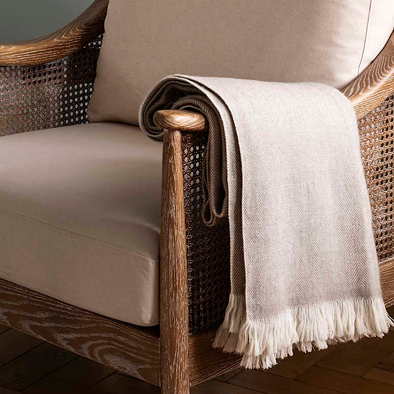 Garden Trading Stockwell Herringbone Natural Wool Throw