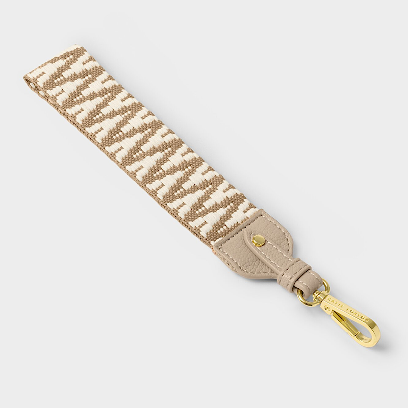 Katie Loxton Canvas Wristlet Strap -  Light Taupe Zig Zag