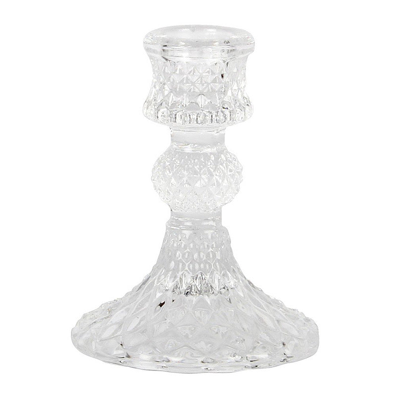 Glass Harlequin Clear Candlestick