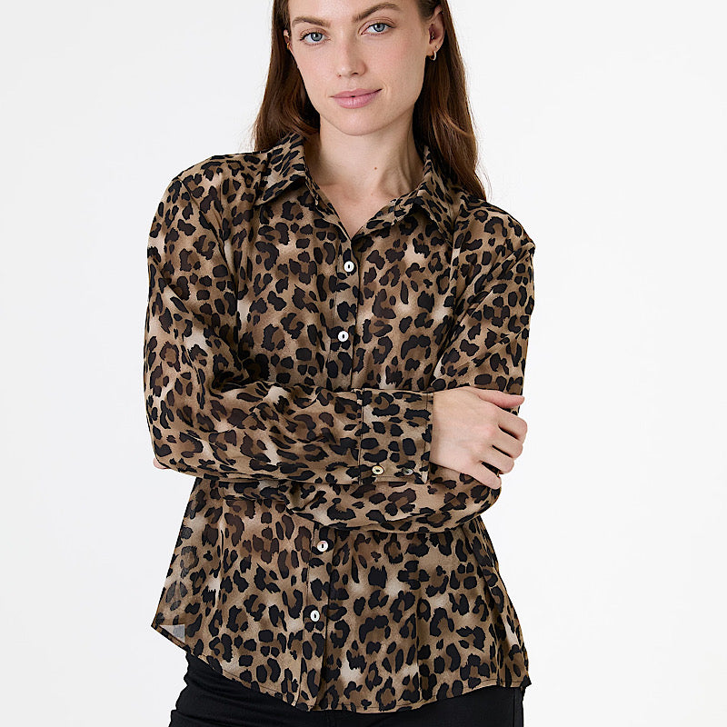 Dreams Leopard Print Chiffon Shirt