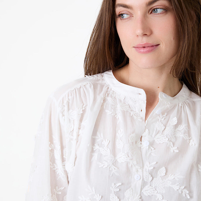 Dreams Floral Applique Button Through Blouse