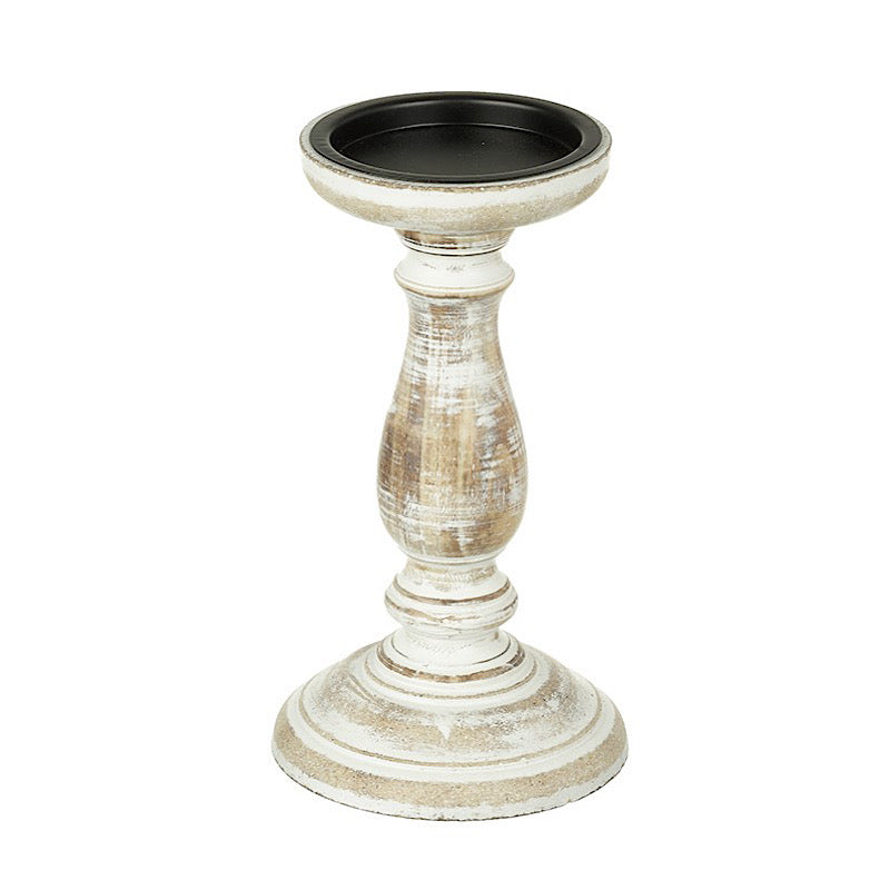 small rustic wooden candlestick