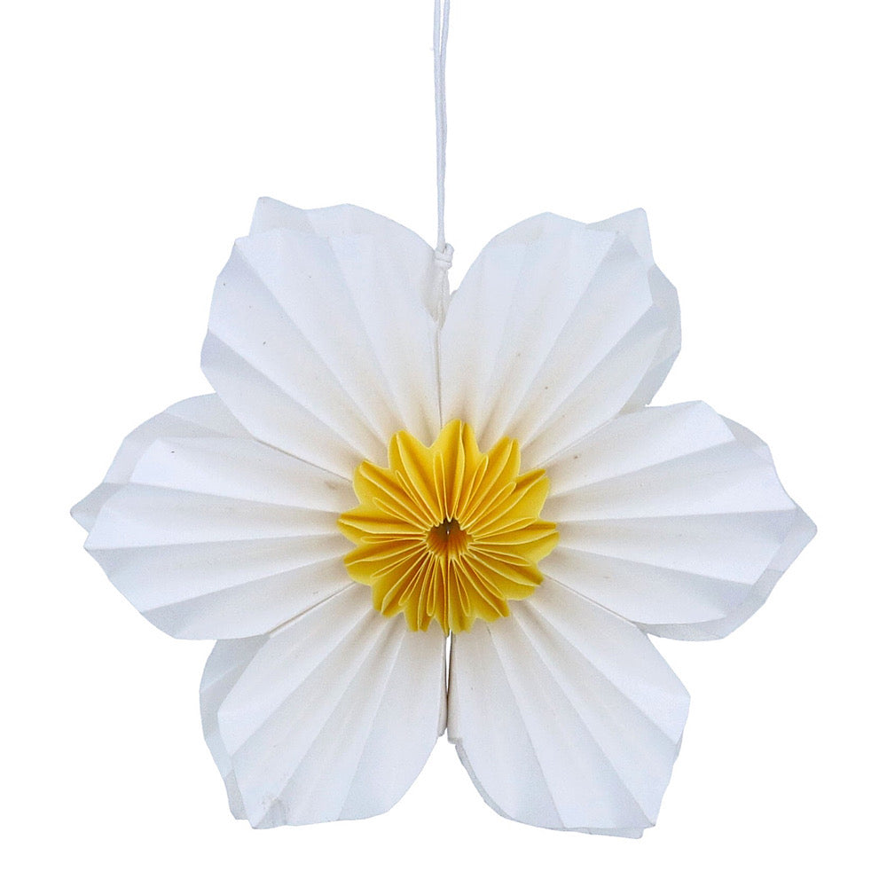 white hanging paper flower