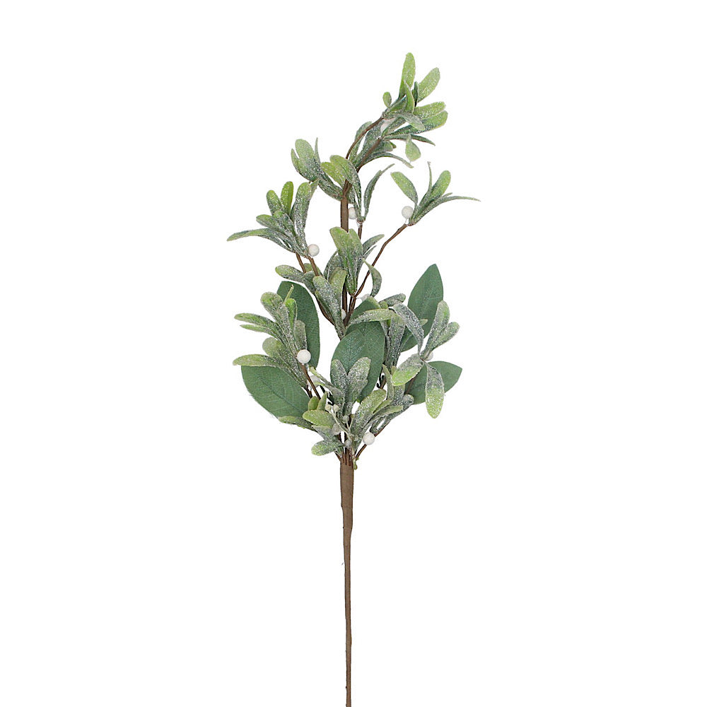 Two Tone Green Leaf Branch with White Berry