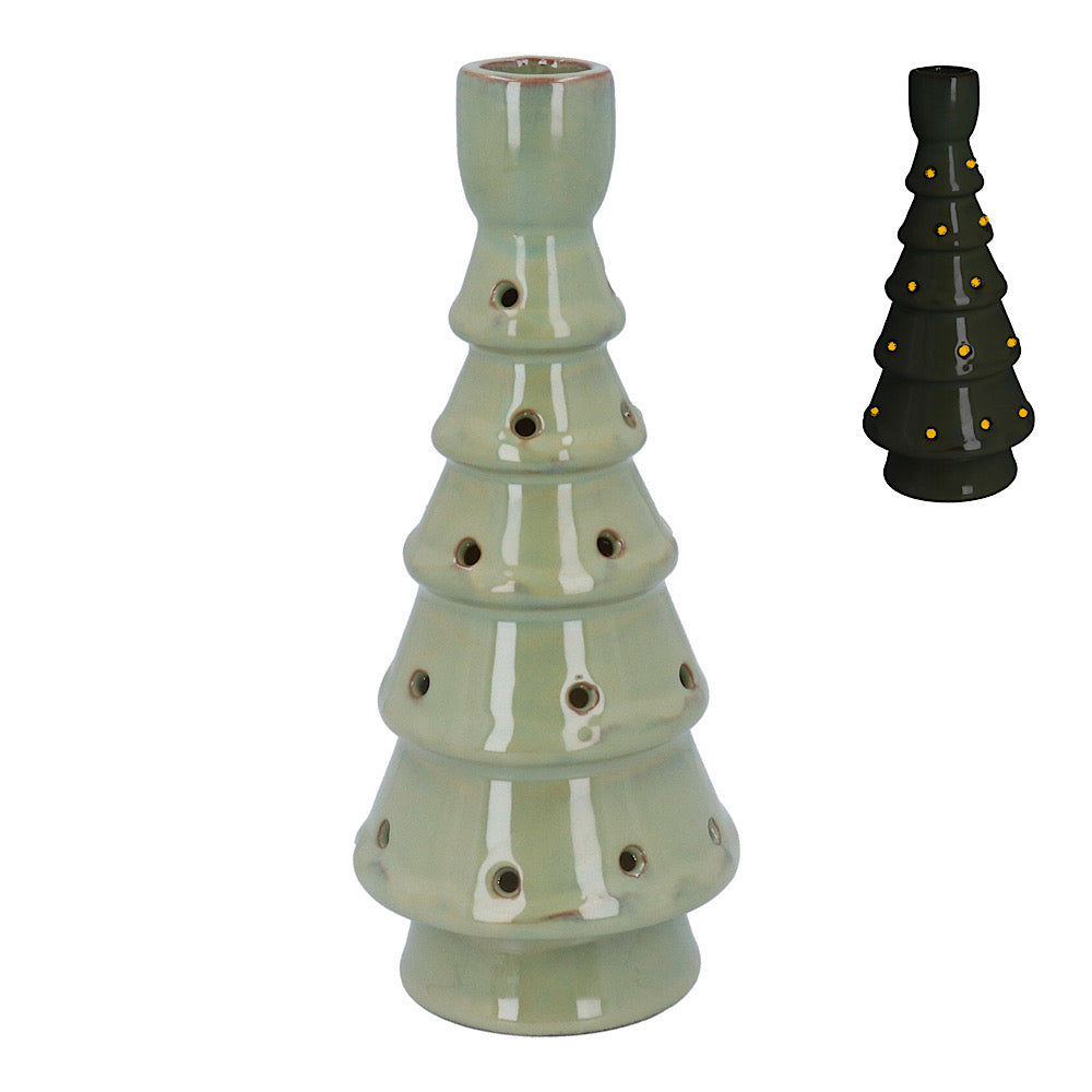 Ceramic LED Candlestick pale green