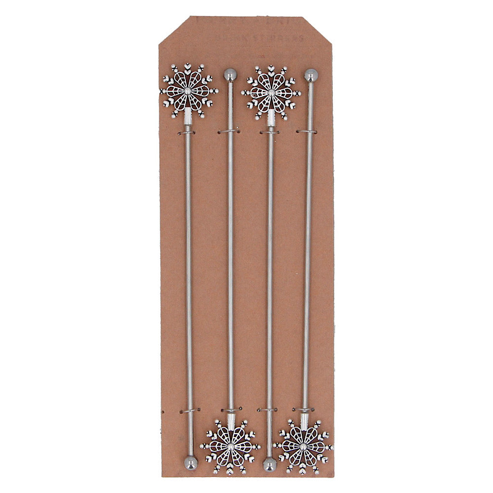 Metal Snowflake Cocktail Stirrer Pack of 4