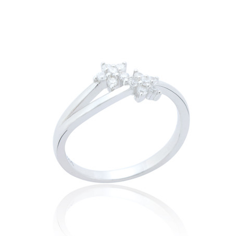 CZ Floral Sterling Silver Ring