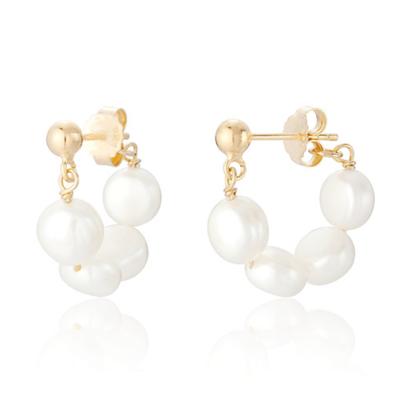 Pearl Gold Hoop Earrings