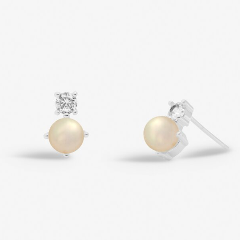 Joma Halo Pearl Cubic Zirconia & Pearl Stud Earrings