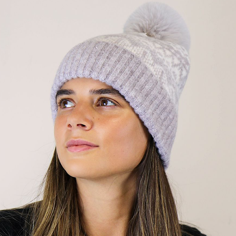 POM Fairisle Hat grey