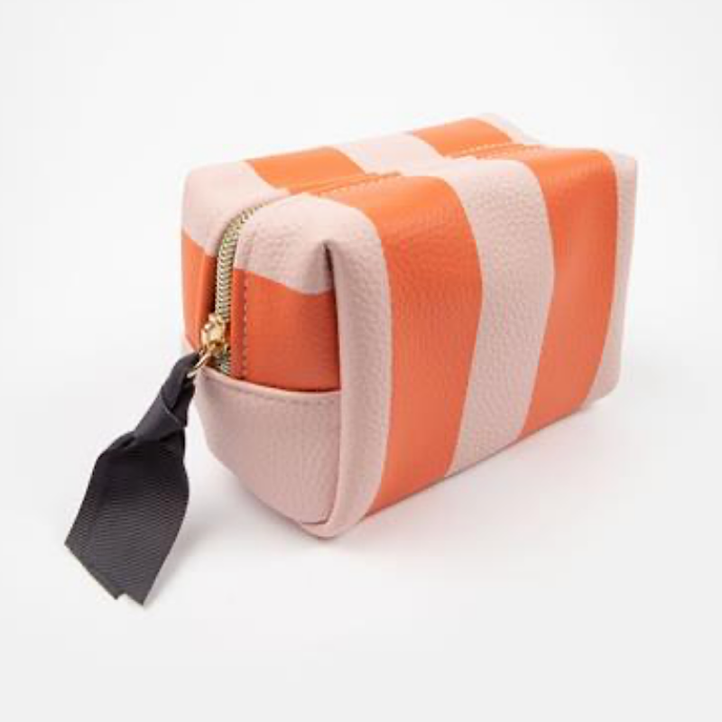 Caroline Gardner Orange & Pink Stripe Mini Cosmetic Cube