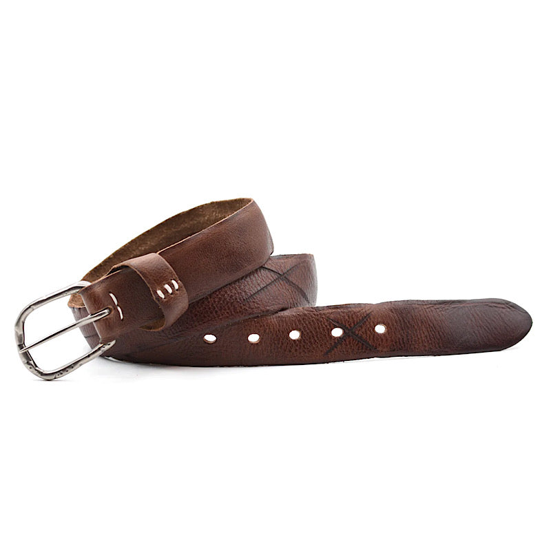 Unisex Tan Rustic Leather Belt