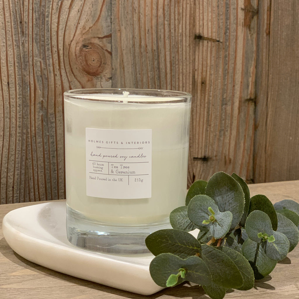 Tea tree and geranium soy wax candle 30cl