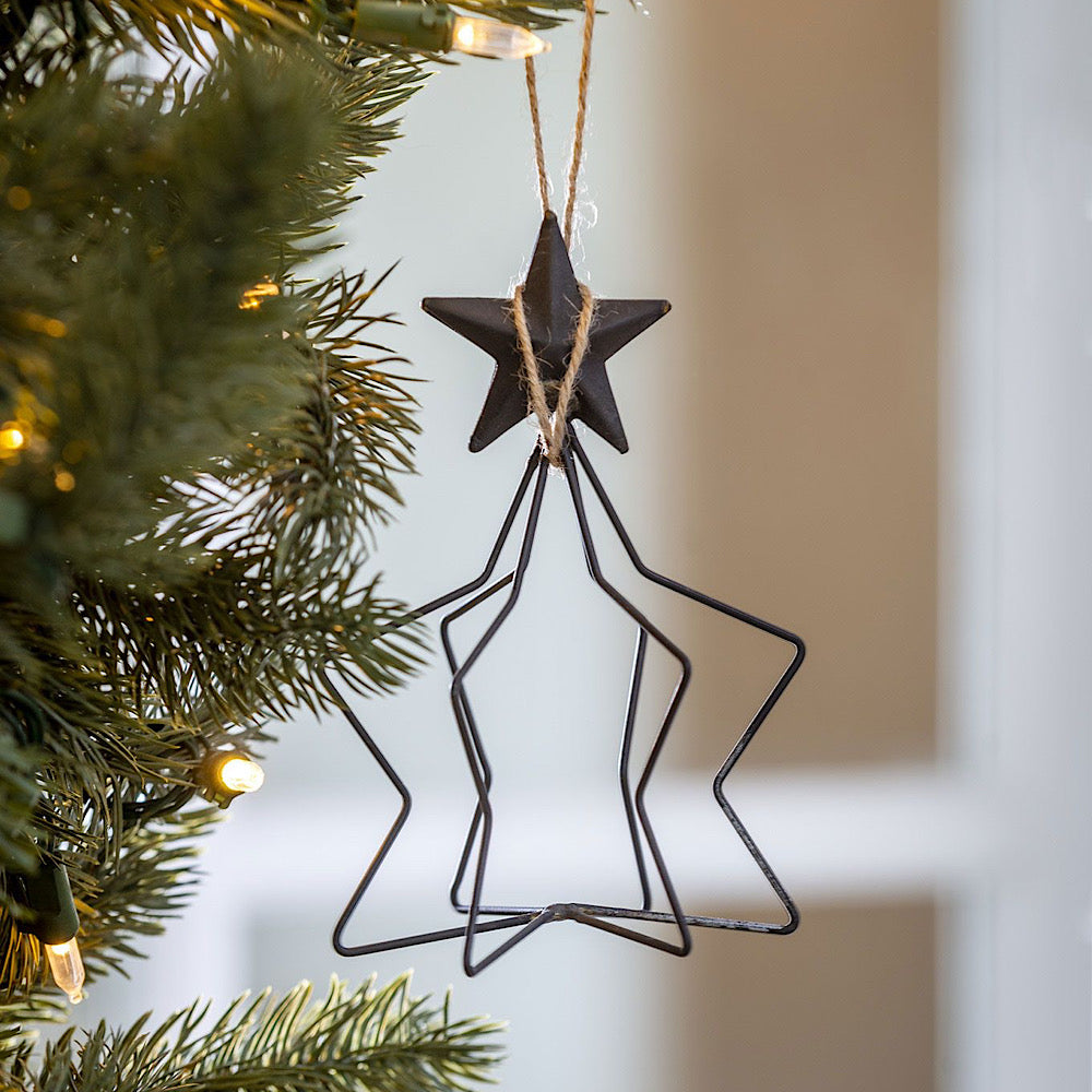 Black Wire 3D Hanging Star